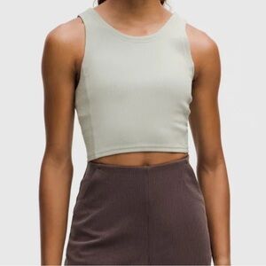 🍋🍋Lululemon Ribbed Softstreme Cropped Tank Top sz 0 color jade grey?? Euc
